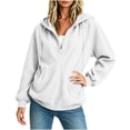 thumbnail image 2 of Smupbvky Corduroy Hoodie for Women Half Zipper Raglan Pullover Winter Sweatshirt Casual Top With Pockets, 2 of 6