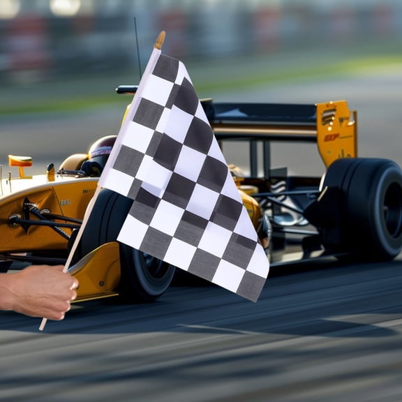 VERDANVERSE 12Pcs Racing Checkered Flags on Sticks High Visibility for Indoor Outdoor Decoration