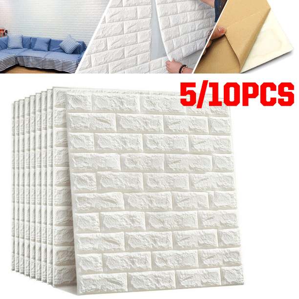 Novashion 5/10Pcs 30x28 inch 3D Tile Brick Wall Sticker, Selfadhesive