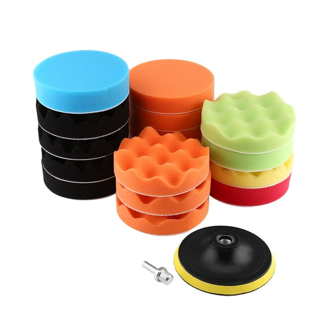 Polisher Buffer Pads,19Pcs 4" Sponge Buffing Car Polisher Polishing Buffing Pad Kit High Capacity