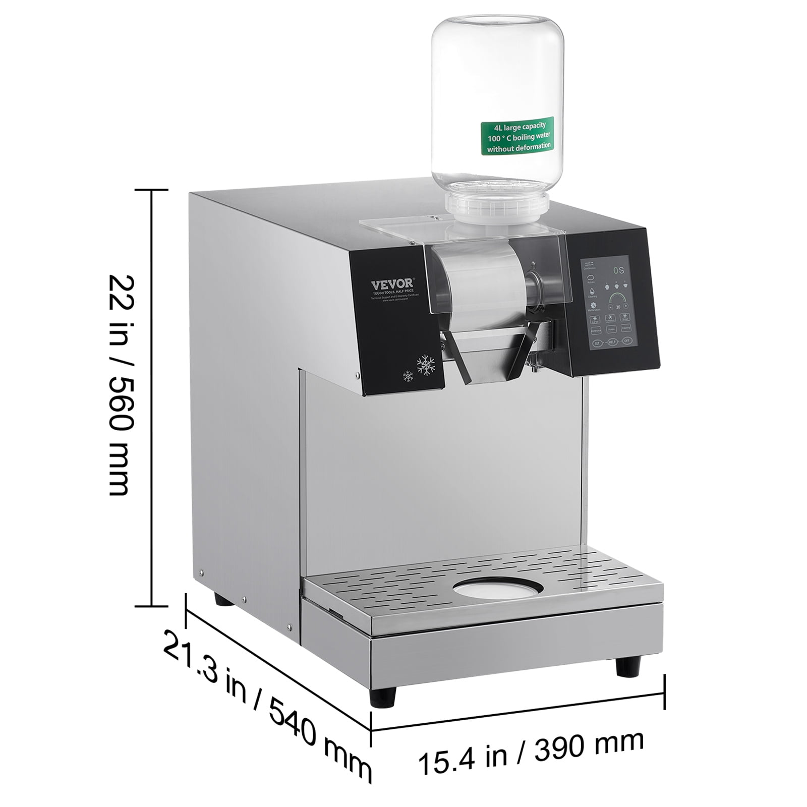 VEVOR Commercial Snowflake Ice Machine, 529.1LBS/24H Snowflake Ice Maker, Stainless Steel Ice Shaver Machine, Electric Snow Cone Maker, Liquid Cooling System for Rapid Heat Dissipation, Ice Cream
