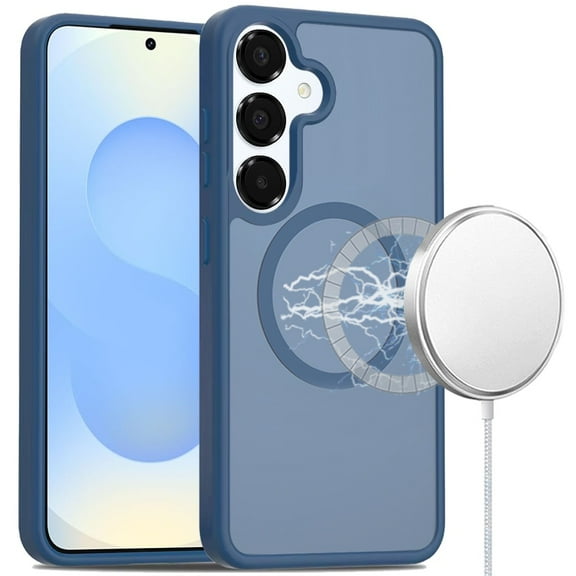 For Samsung s25/s24 [Magnetic Circle] Smooth Safe Matte Feel Hybrid Case - Navy Blue