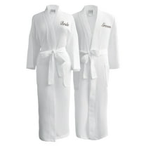 Luxor Linens Monogrammed Waffle Weave Bathrobes - Luxurious, Soft, Plush Durable Set of Robes-Bride/Groom