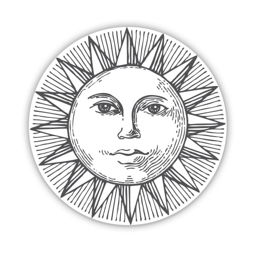 Vintage Sun - 3" Vinyl Sticker - For Car Laptop Water Bottle Phone - Waterproof Decal