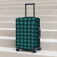 thumbnail image 6 of Hirioo Teal On Black Plaid for Elasticity Suitcase Cover (No luggage Included) Durable Luggage Protector Fits 18-32 Inch Luggage-Medium, 6 of 7