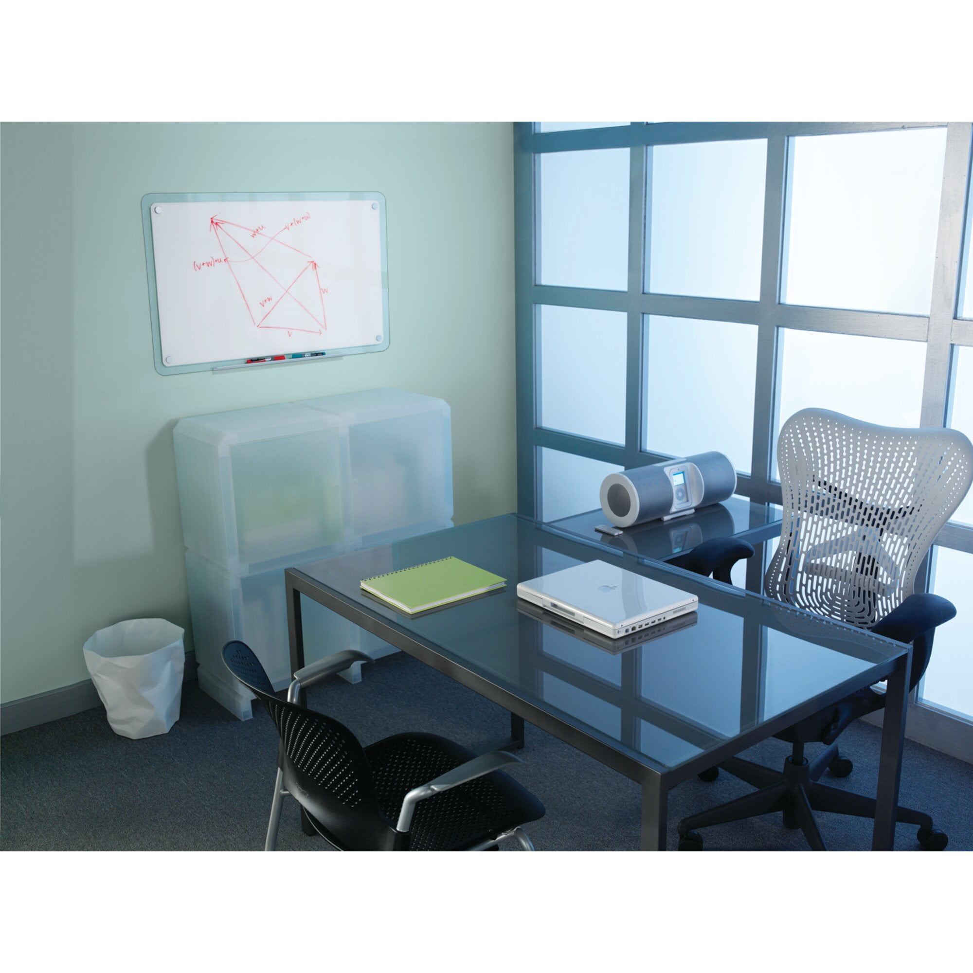 Quartet iQ Total Erase Whiteboard, 35.5" x 22.5", Sleek Translucent Frame