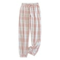 thumbnail image 1 of Gibobby pantalones de animados Pantalones de pijama a cuadros de primavera/verano, pantalones de mujer sueltos y cómodos, prendas de vestir de tamaño, muebles para el Four Seasons (Rosa, L), 1 of 3