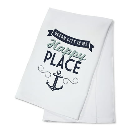 

Ocean City New Jersey My Happy Place (100% Cotton Tea Towel Decorative Hand Towel Kitchen and Home)