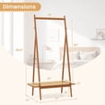 thumbnail image 3 of Costway Bamboo Clothes Rack Clothing Rack with Hanging Rod Rattan Shelf & 5 Copper Hooks Coffee, 3 of 10