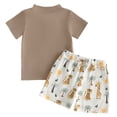 thumbnail image 4 of Nwiuh Toddler Baby Boy Outfits Safari Wild Animal Print Clothes Short Sleeve Shirts Top Shorts 2pcs Clothing Set Summer (Khaki, 6-12 Months), 4 of 9