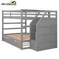 thumbnail image 6 of BELLEMAVE Full over Full Bunk Beds for Kids, Full Size Bunk Bed with Trundle, Storage Stairs and Full-Length Guardrail, Wood Bunk Bed for Kids, Tenns(Gray), 6 of 12