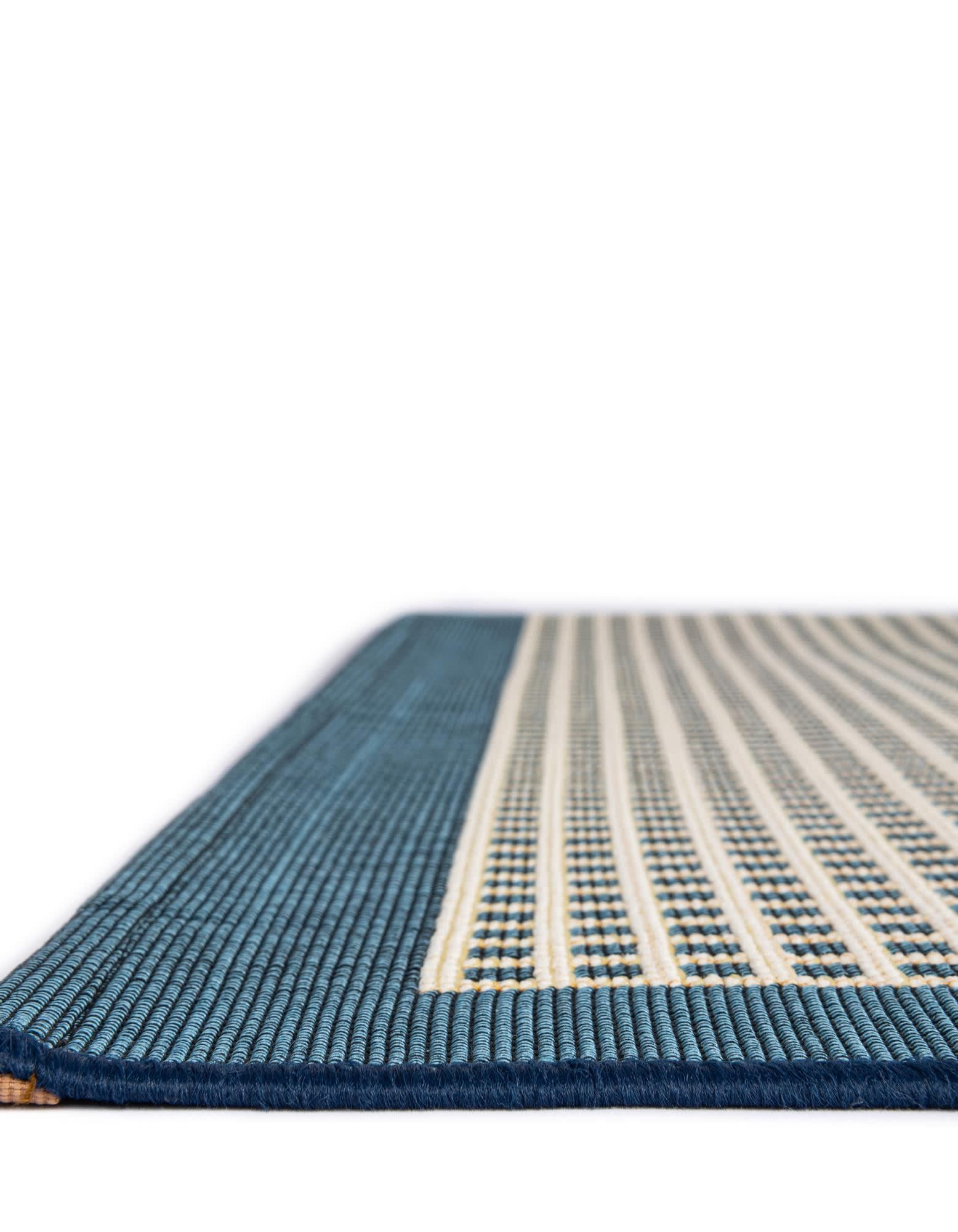 Unique Loom Outdoor Border Collection Area Rug - Frame (9' x 12' Rectangle Navy Blue/Ivory)