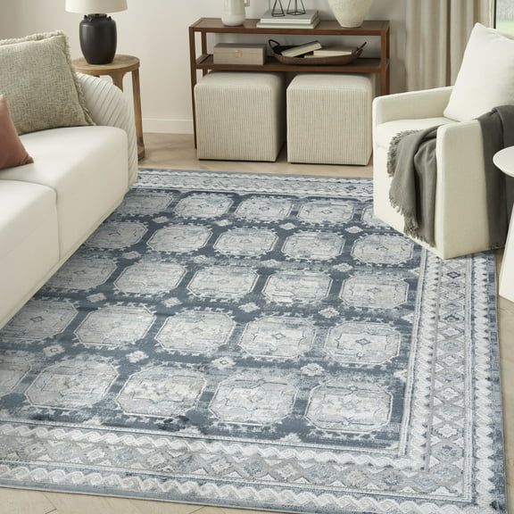 Nourison Dekor 7'10" x 9'10" Grey Navy Vintage Indoor Rug