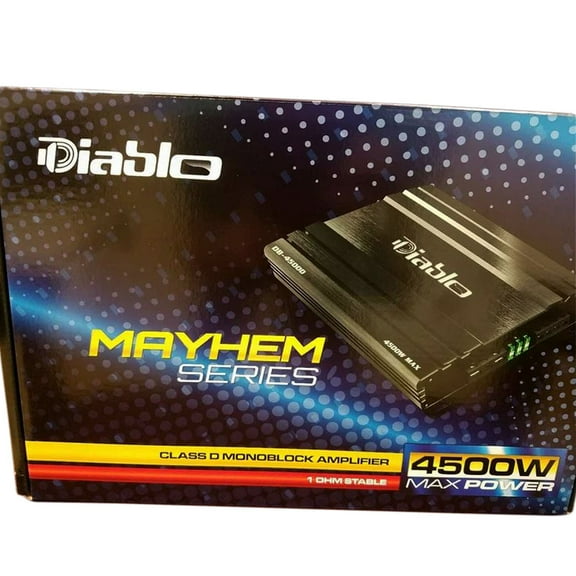 Diablo DB-4500D 4500W Max Monoblock Vehicle Audio Amplifier, Multicolor, 7.01 lbs
