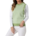 thumbnail image 4 of Suéter sin mangas de cuello redondo de houndstooth de INSPIRE CHIC para mujer, tejido, color verde L, 4 of 5