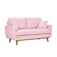 thumbnail image 2 of Cterwk Mid-Century Modern Corduroy Sofa Couch with Wood Legs, 2 Seat Loveseat Sofa for Living Room, Office, Bedroom, Pink, 2 of 9