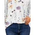 thumbnail image 4 of DYMADE Women's Fashion Casual Printed Button V Neck Long Sleeve Tops, 4 of 4