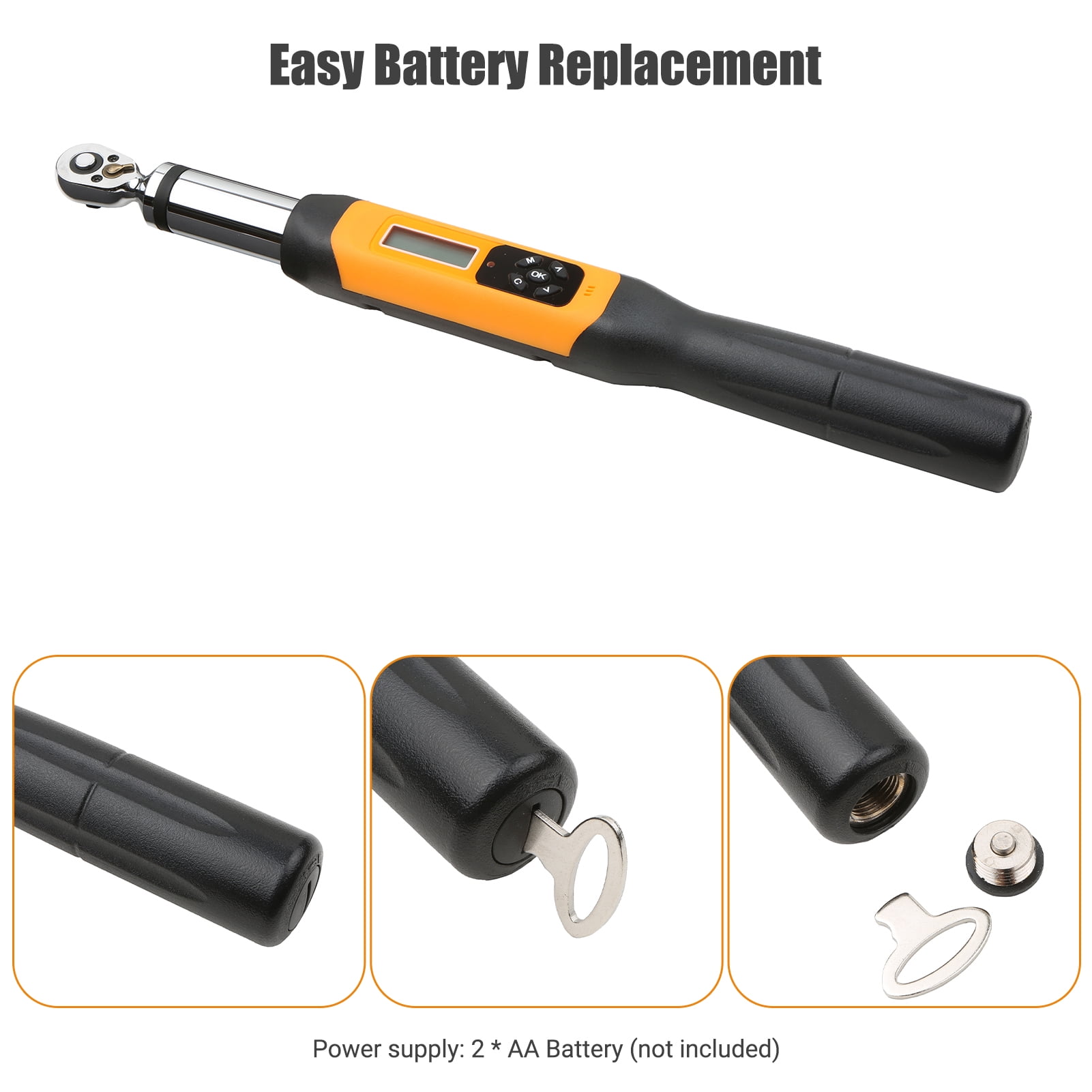 IUPPA 1/4 Inch Digital Torque Wrench Electronic Torque Wrench with Buzzer ＆ LCD Alarm 0.3-30 N.m Digitool Electronic Digital Torque Angle Gauge - 3⁄4\" Drive