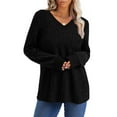 thumbnail image 6 of gakvbuo Pullover Sweater for Women V Neck Long Sleeve Shirts Dressy Casua Lightweight Fall Tunic Blouses Tops Ribbed Knitted Sweaters Outfits, 6 of 7