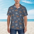 thumbnail image 2 of Pofeuu Squirrel And Snowflakes Print Hawaiian Shirt for Men Sleeves Casual Button Down Summer Beach Dress Shirts T-Shirts,Medium, 2 of 7