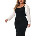 thumbnail image 5 of Agnes Orinda Women's Plus Size Long Sleeve Open Front Sheer See Through Mesh Bolero Shrug Crop Cardigans 3X White, 5 of 7