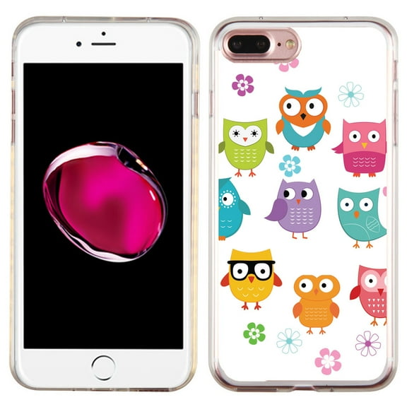 Slim-Fit Case for Apple iPhone 8 PLUS / 7 PLUS, OneToughShield ® Premium TPU Gel Protector Phone Case - Happy Owl