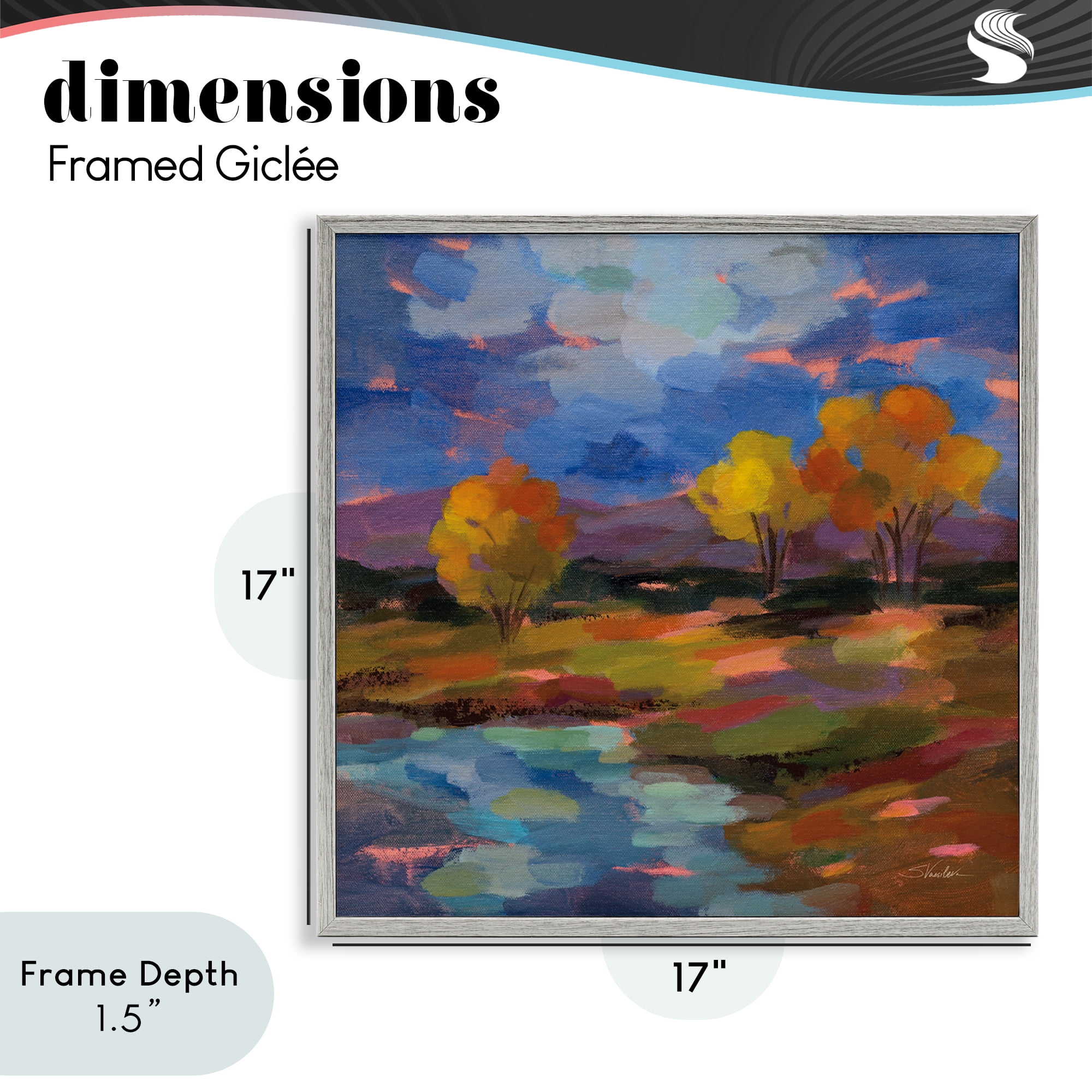 Stupell Industries October Glow Lakeside Reflection Gray Framed Giclee Art, design by Silvia Vassileva