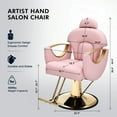 thumbnail image 2 of All Purpose Heavy Duty Reclining Hydraulic Barber Chair Hair Styling Beauty Salon Spa 360°Swivel Equipment(Pink & Gold), 2 of 18