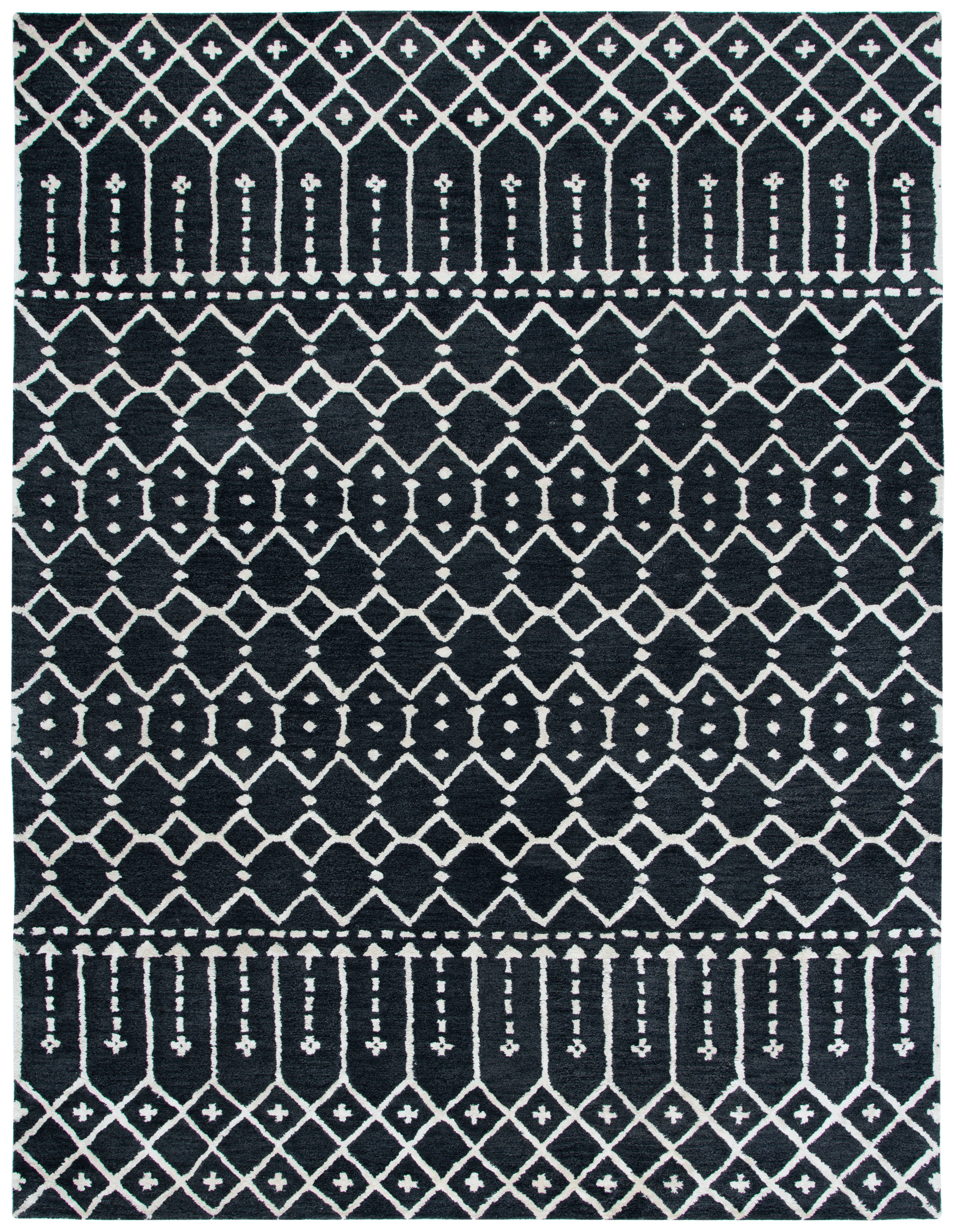 SAFAVIEH Himalaya Darin Geometric Wool Area Rug, Dark Grey/Ivory, 8' x 10'