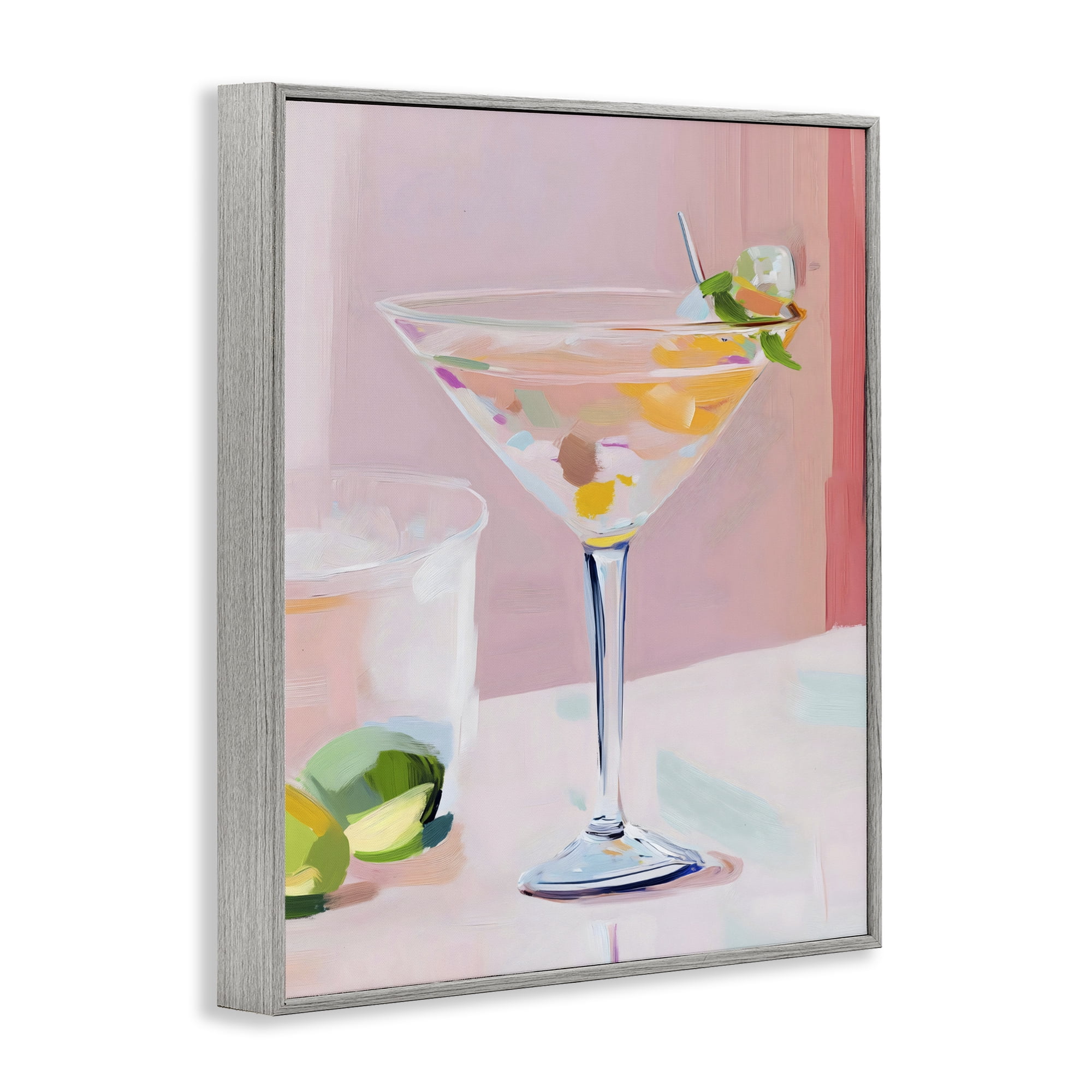 Stupell Industries Pink Martini Bar with Lime Gray Framed Giclee Art, design by The Prints Vibe