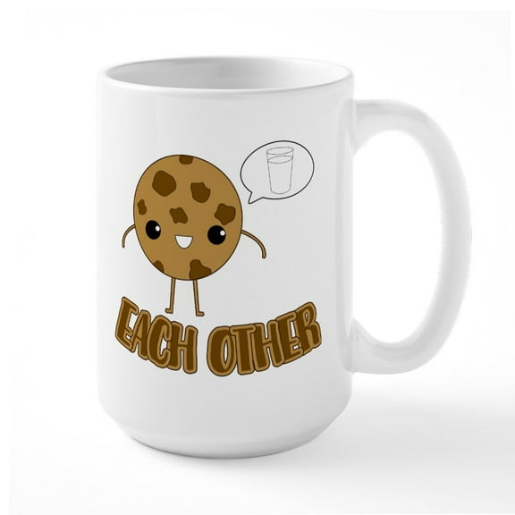 CafePress - Cookies And Milk - 15 oz Ceramic Large White Novelty Mug
