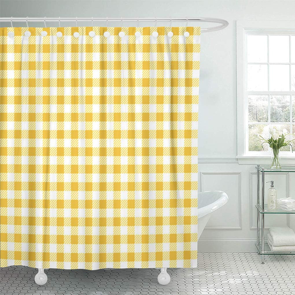 SUTTOM Abstract Yellow and White Gingham Checkered Diagonal Flannel