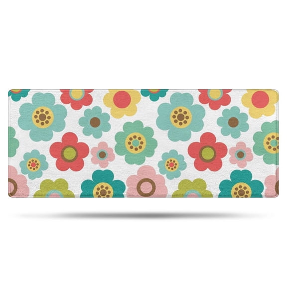 Pioneer Flower Floral Print Pattern Bathroom Rugs Mat, Non Slip Microfiber Bathroom Rug with Rubber Backing, Soft Mats for Bathroom Floor Tub Shower, 24"x60"