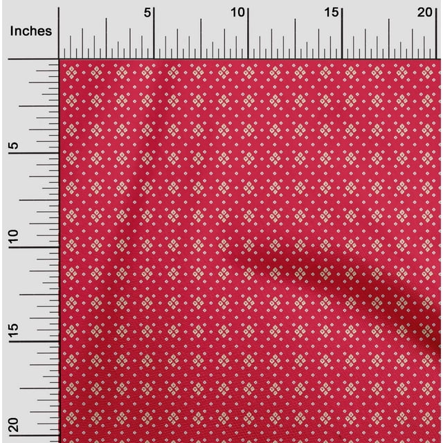 oneOone Tissu Georgette Viscose Rouge Petit Motif Bandhani Matériel de Robe Tissu Imprimé Tissu au Mètre 42 Pouces de Large