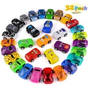 UWANTME Fun Pull Back Car, 32 Pack Plastic Pull Back Mini Car Toys Gifts for Kids