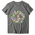 thumbnail image 5 of DDAPJ pyju Happy Easter Shirts for Women Cute Bunny Eggs Graphic Tees Summer Casual Holiday Short Sleeve Crewneck Tee Tops Gray M, 5 of 5