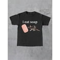 thumbnail image 1 of Women's Casual Graphic Print T-Shirt - Short Sleeve Crew Neck, Black with "I EAT SOAP" Funny Design, Lightweight Cotton, Perfect for Spring & Summer, 1 of 4