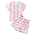 thumbnail image 3 of Ensemble de Pyjama d'Été pour Filles Style Coréen Confortable à Rayures Manches Courtes Deux Pièces pour Usage Quotidien et Extérieur, 3 of 3