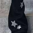 thumbnail image 4 of Yuanlong Womens Leg Warmers Black Silver Star Design Stirrup Socks Y2K Stylish Streetwear Daily Slouchy Leg Covers Socks, 4 of 4
