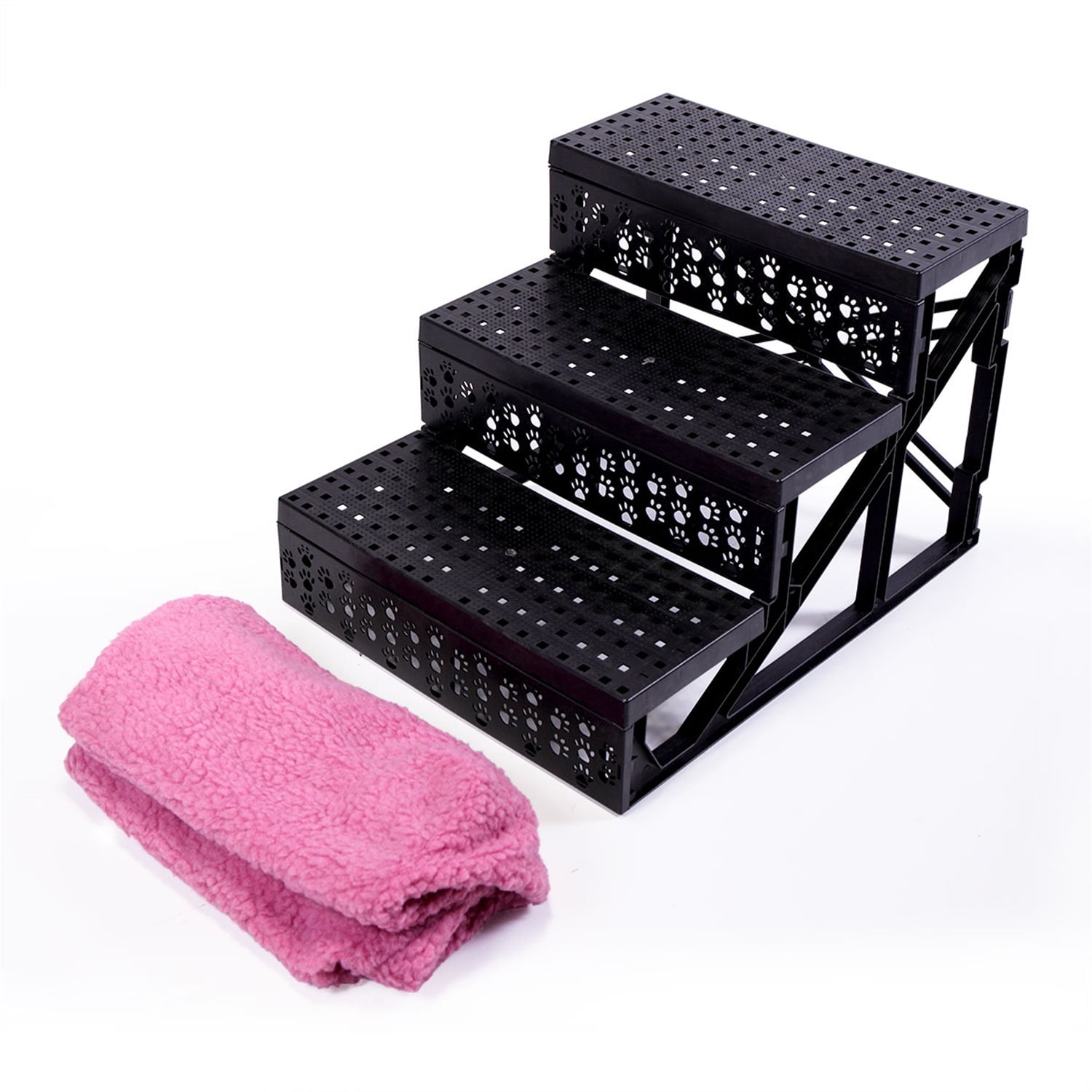 Pefilos 11.7 Inch Dog Stairs and Steps for Small Dogs Cats,Non-Slip 3 Tiers Plastic Dog Ramp/Ladder, Best for Small Animals,Doggy,Kitty, White + Brown Pefilos 11.7 Inch Dog Stairs and Steps for Small Dogs Cats,Non-Slip 3 Tiers Plastic Dog Ramp/Ladder, Best for Small Animals,Doggy,Kitty, White + Brown