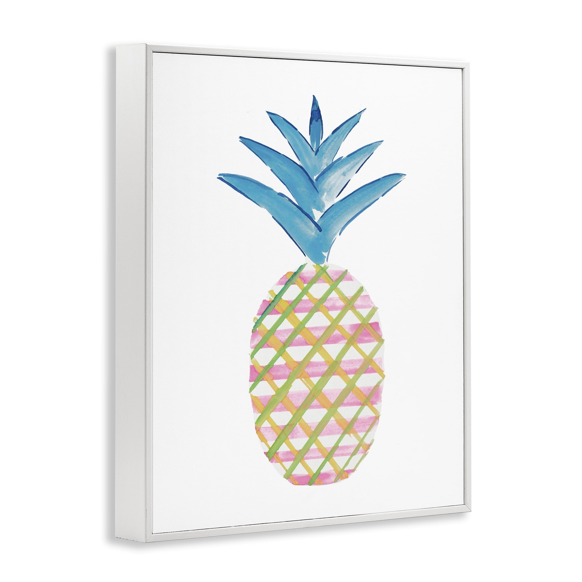 Stupell Industries Tropical Tartan Pineapple Food & Beverage Painting White Framed Art Print Wall Art, 11 x 14