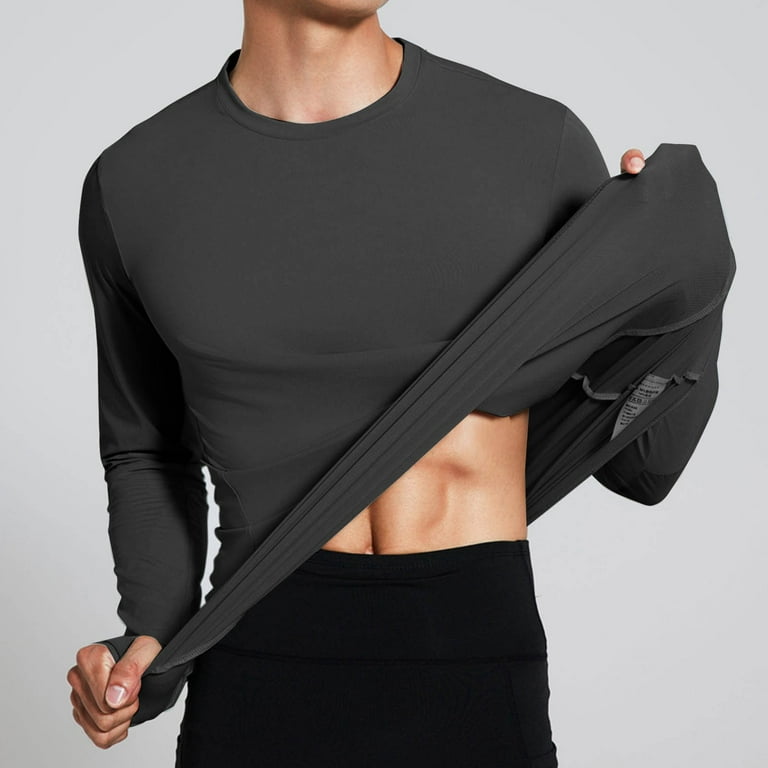 LNWUY Mens Splicing-Color Fitness Training Long Sleeve Rash Guard