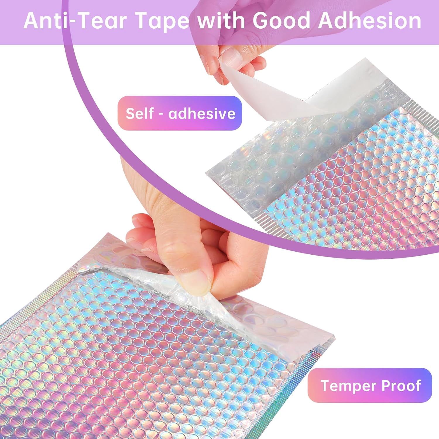 30 Pcs Metallic Bubble Mailer,Poly Padded Envelopes,Waterproof Self Seal Adhesive Shipping Bags,Foil Glitter Glamour Shipping Mailer,Holographic Cushion Envelopes for Mailing,Small Business