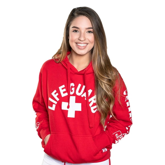 LIFEGUARD Hoodie - Cotton Women's West Coast Sweatshirt (Red, Small)