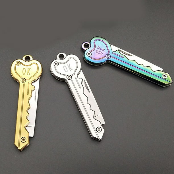 Mini Key Knife Letter Camp Outdoor Keyring Ring Keychain Fold Open