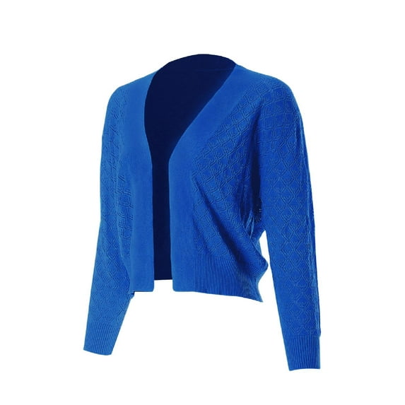 MixMatchy Women's Basic Solid Patterened Texture Lightweight Soft Open Front Cropped Cardigan