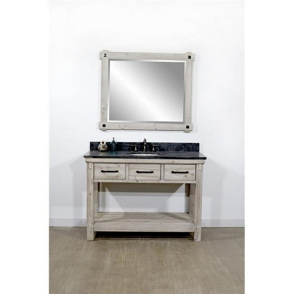 InFurniture WK8448-WK TOP 48 in. Rustic Solid Fir Single Sink Vanity With Limestone Top-No Faucet