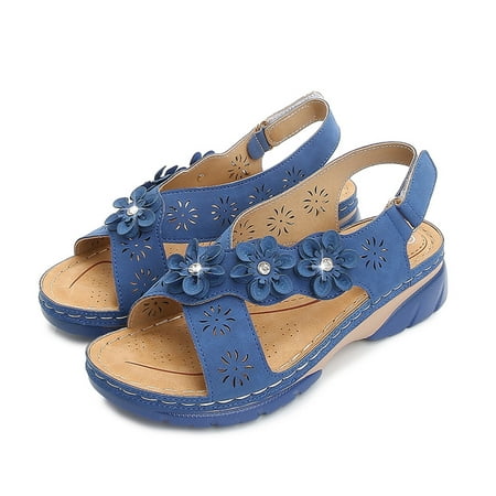 

Njoeus Women s Ladies Fashion Casual Crystal Flower Wedges Platforms Sandals Shoes