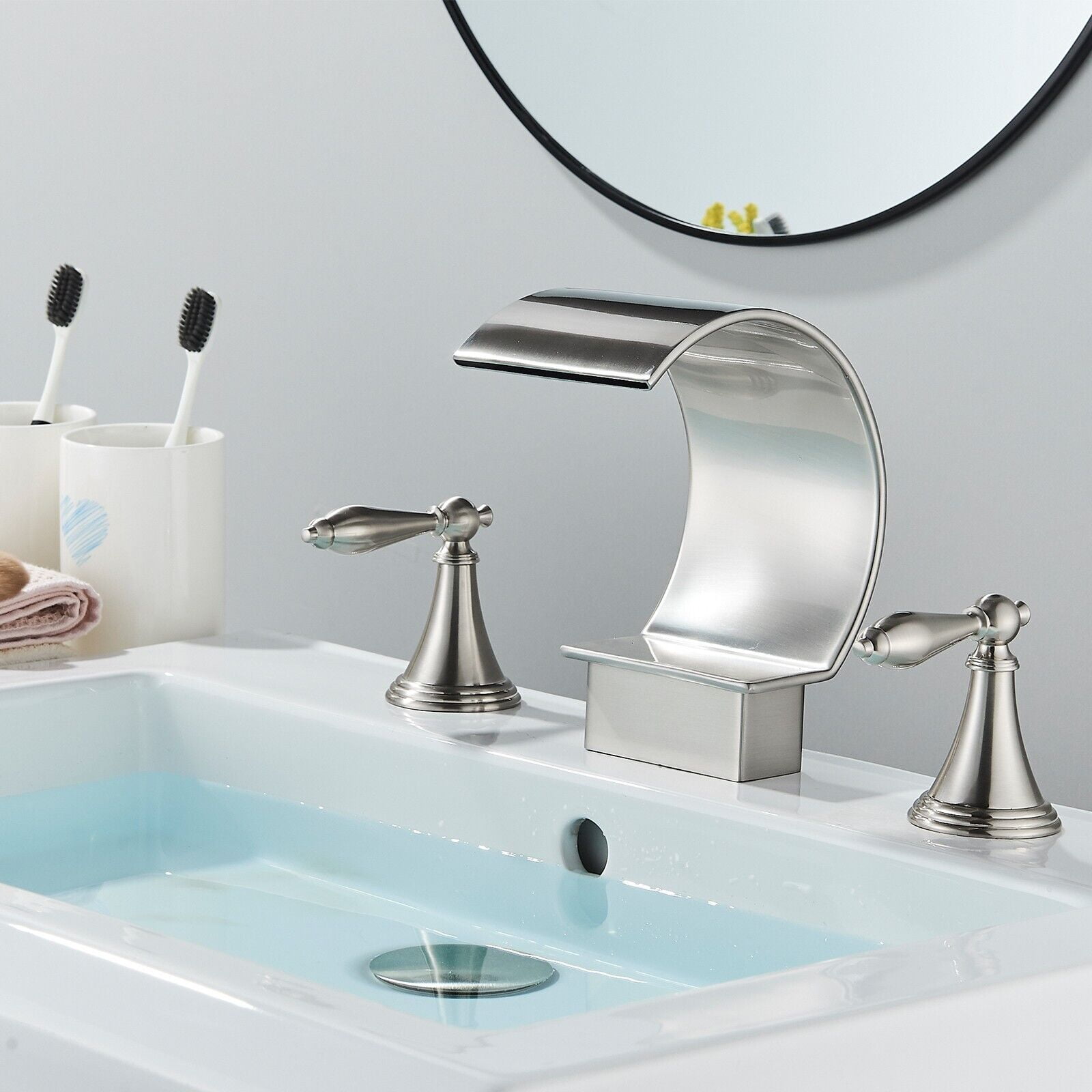 TVTIUO Bathroom Sink Faucet 3 Hole 8 Widespread Basin Vanity Mixer ...