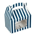 thumbnail image 2 of Restaurantware Gable Gift Boxes Pack of 100 Paper Treat Boxes 4 x 2.5 x 2.5 Inches With Window, Disposable Blue and White Containers, Freezer-safe, For Weddings or Birthdays, 2 of 10